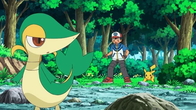 Snivy Plays Hard to Catch! - Black & White